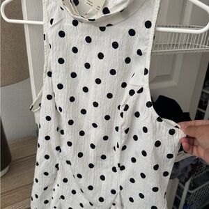 Anthropologie White Dress with Black Polka Dots